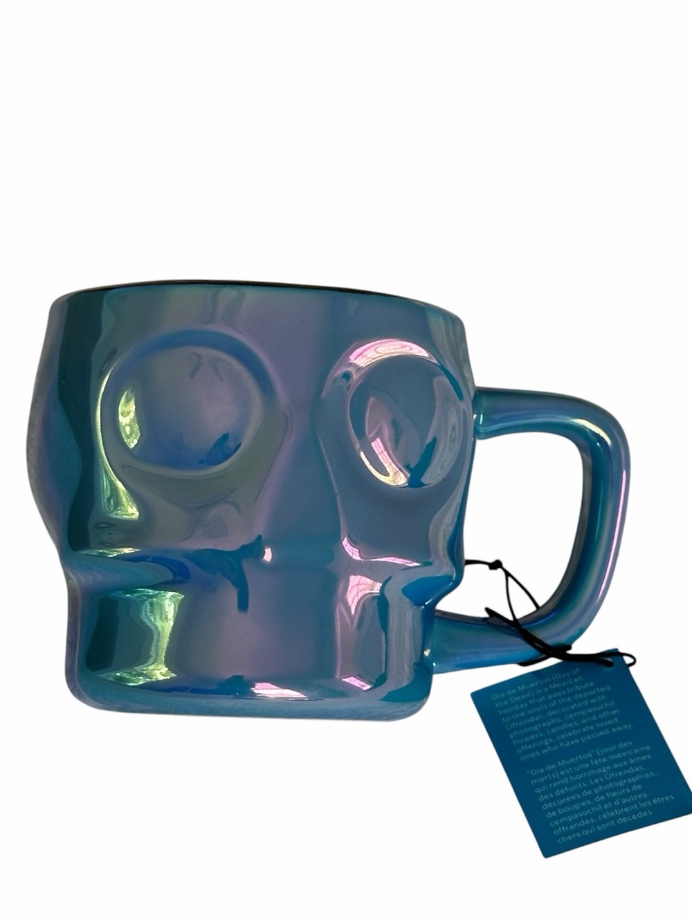 Starbucks 2025 Blue Iridescent Halloween Skull Ceramic Mug NWT